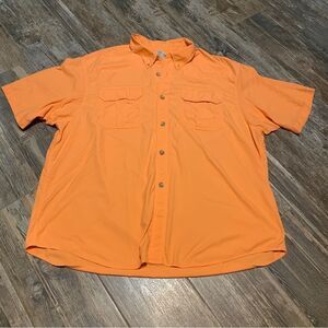 Duluth Trading Co Men’s Orange Nylon Fishing Short Sleeve Shirt 2XL